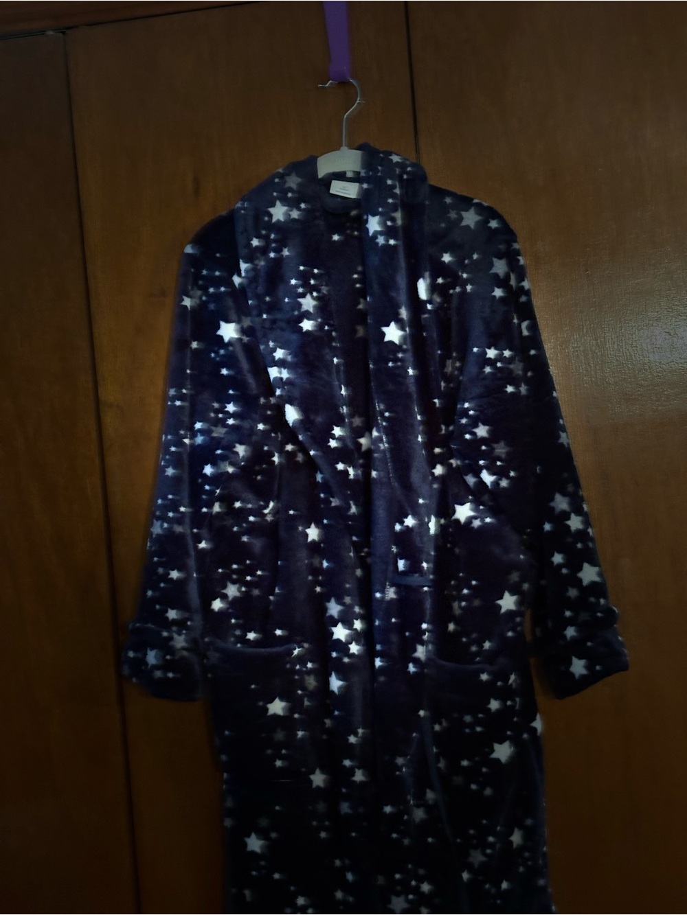 Plush Star-Print robe - Navy